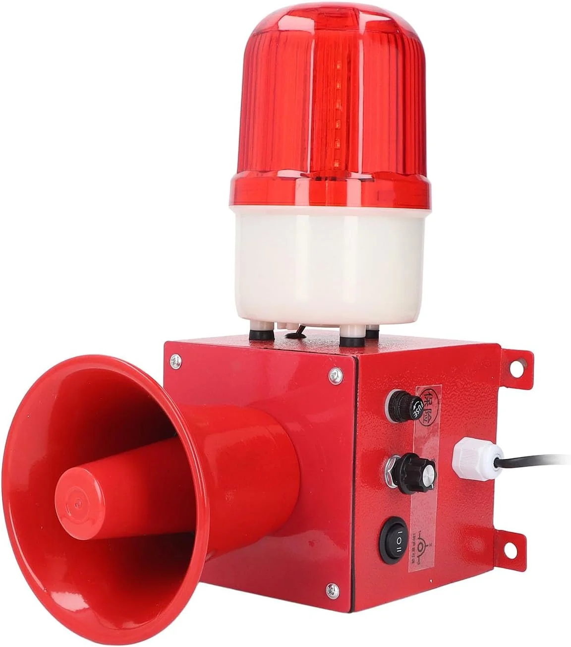 آژیر صنعتی Luocute، چراغ چشمک زن آژیر، 50-60 هرتز 115db سیستم هشدار ایمنی در فضای باز، بوق LED ضد آب اضطراری داخلی با قدرت بالا