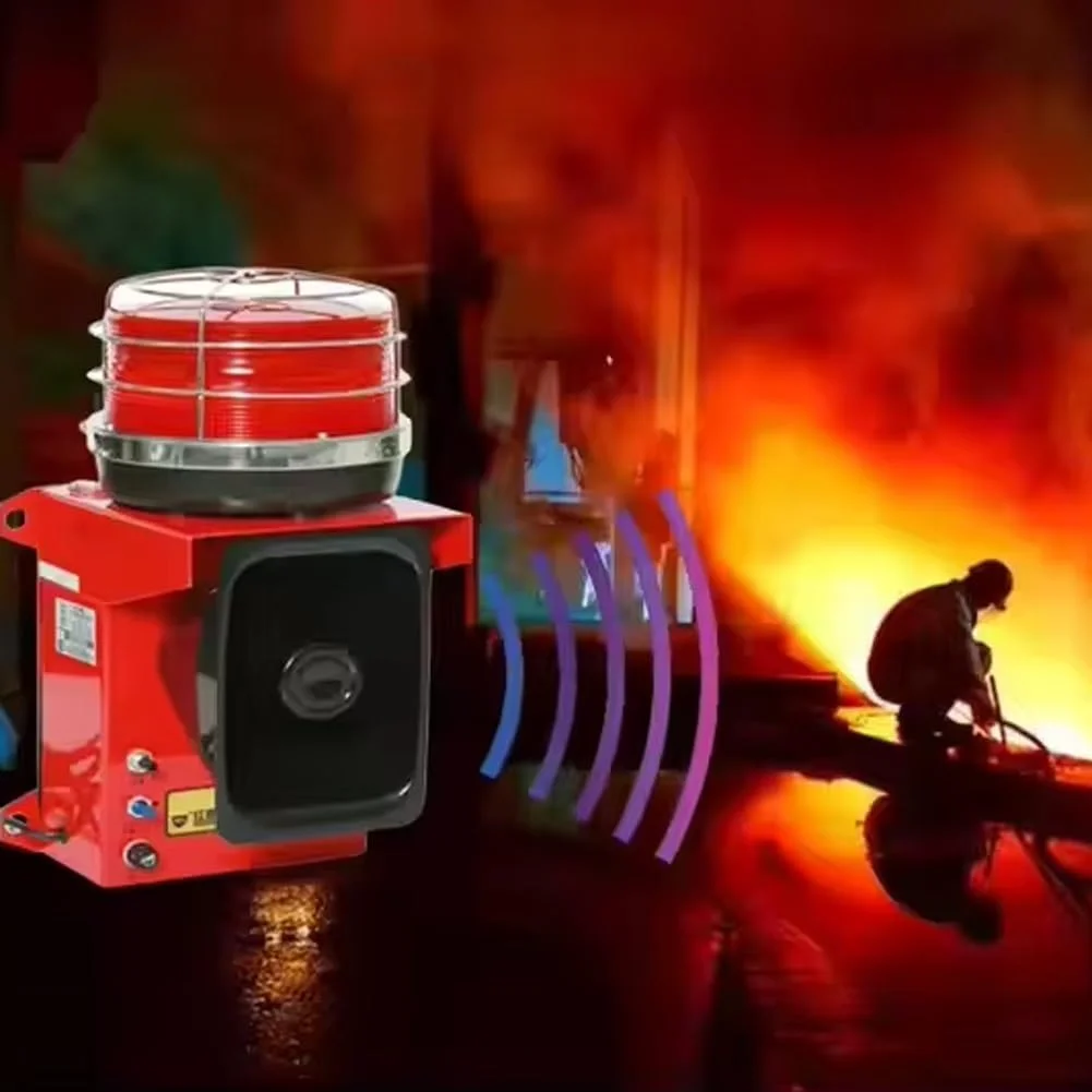 آژیر نوری صوتی، چراغ هشدار دهنده صنعتی با نور بسیار زیاد، آژیرهای امنیتی اضطراری با بوق 120 دسی بل، آژیر دکمه ای امنیتی بیرونی با نور بارق LED برای صنعت ماشین آلات بندری