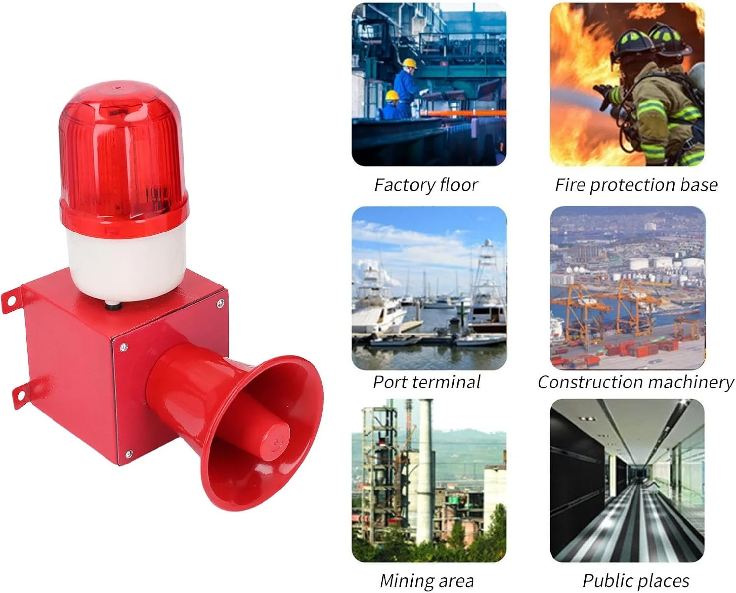 آژیر صنعتی Luocute، چراغ چشمک زن آژیر، 50-60 هرتز 115db سیستم هشدار ایمنی در فضای باز، بوق LED ضد آب اضطراری داخلی با قدرت بالا آژیر صنعتی Luocute، چراغ چشمک زن آژیر، 50-60 هرتز 115db سیستم هشدار ایمنی در فضای باز، بوق LED ضد آب اضطراری داخلی با قدرت بالا