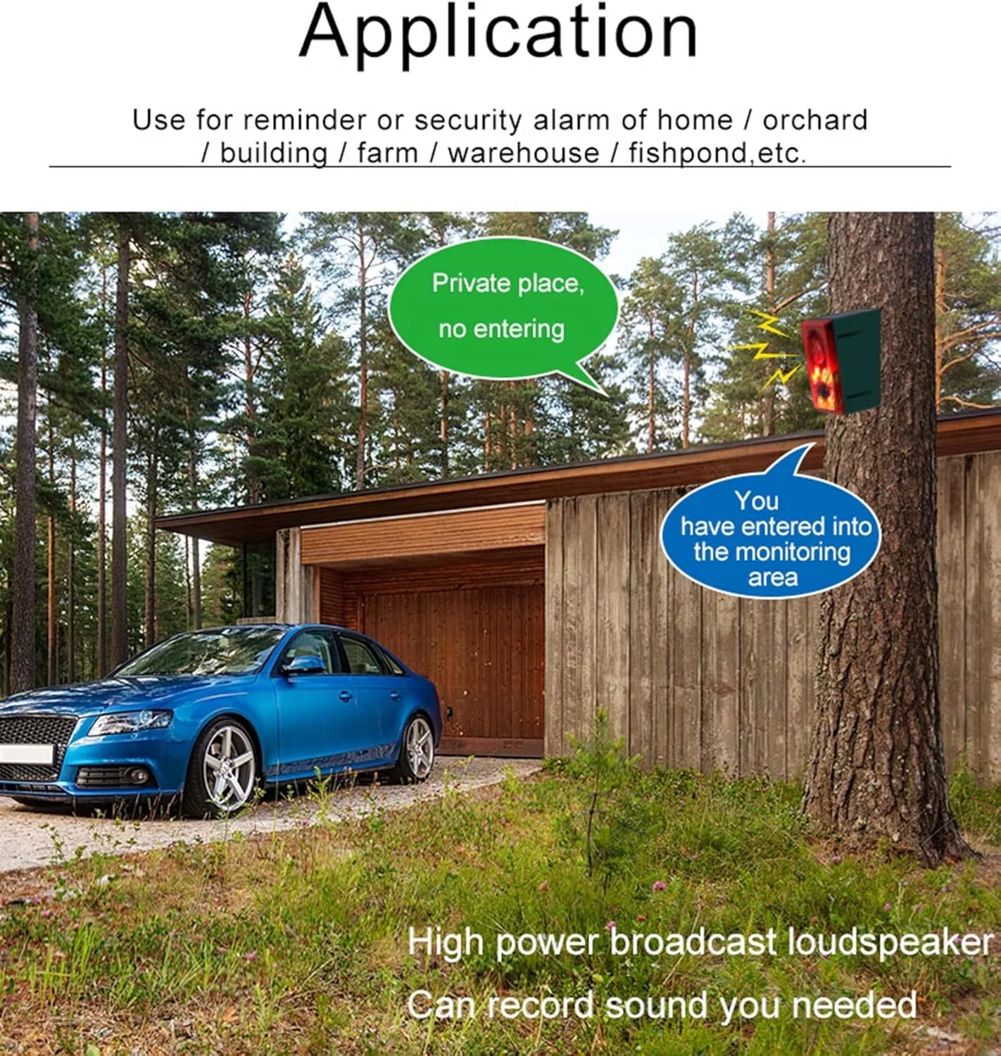 آلارم چراغ چشمک زن و صوتی خورشیدی LAFEINA با سنسور حرکتی، صدای شلیک گلوله و پارس سگ و قابلیت ضبط صدا، سیستم هشدار امنیتی سفارشی با قابلیت ضبط 20 ثانیه پیام برای ویلا و مزرعه (2 عدد)