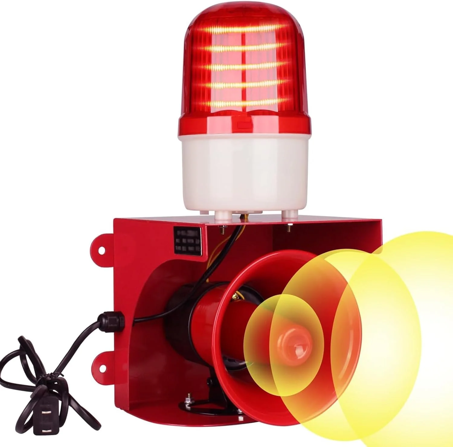 آژیر خطر چراغ دار صنعتی، آژیر ایمنی ضد آب داخلی/خارجی، آژیر امنیتی فضای باز برای جلوگیری از سرقت منزل، بوق بلند 120 دسی بل و چراغ هشدار دهنده قرمز، برای محافظت از باغ و ملک