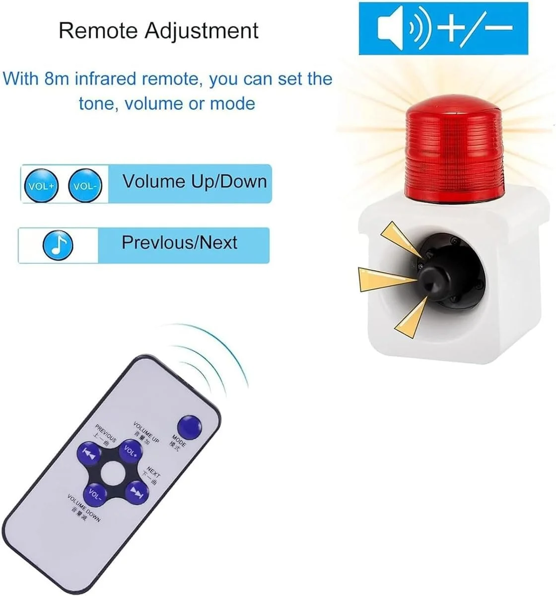 آژیر خطر صنعتی صدا و نور، آژیر صنعتی 120dB با کنترل از راه دور، آژیرهای امنیتی با نور، ضد آب IP65، برای هشدارهای اضطراری