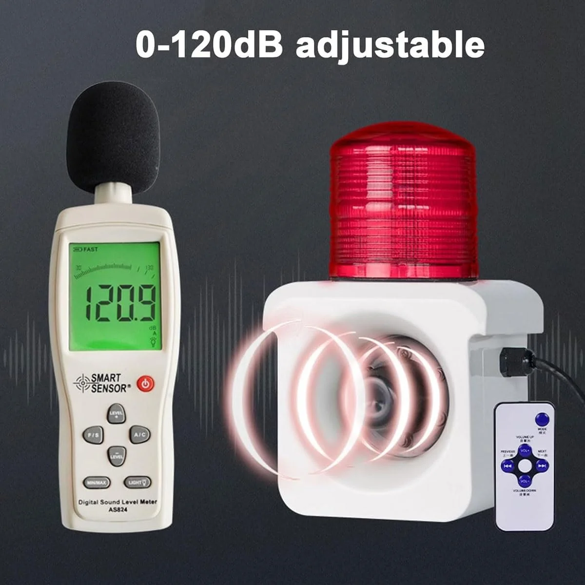 آژیر خطر صنعتی صدا و نور، آژیر صنعتی 120dB با کنترل از راه دور، آژیرهای امنیتی با نور، ضد آب IP65، برای هشدارهای اضطراری