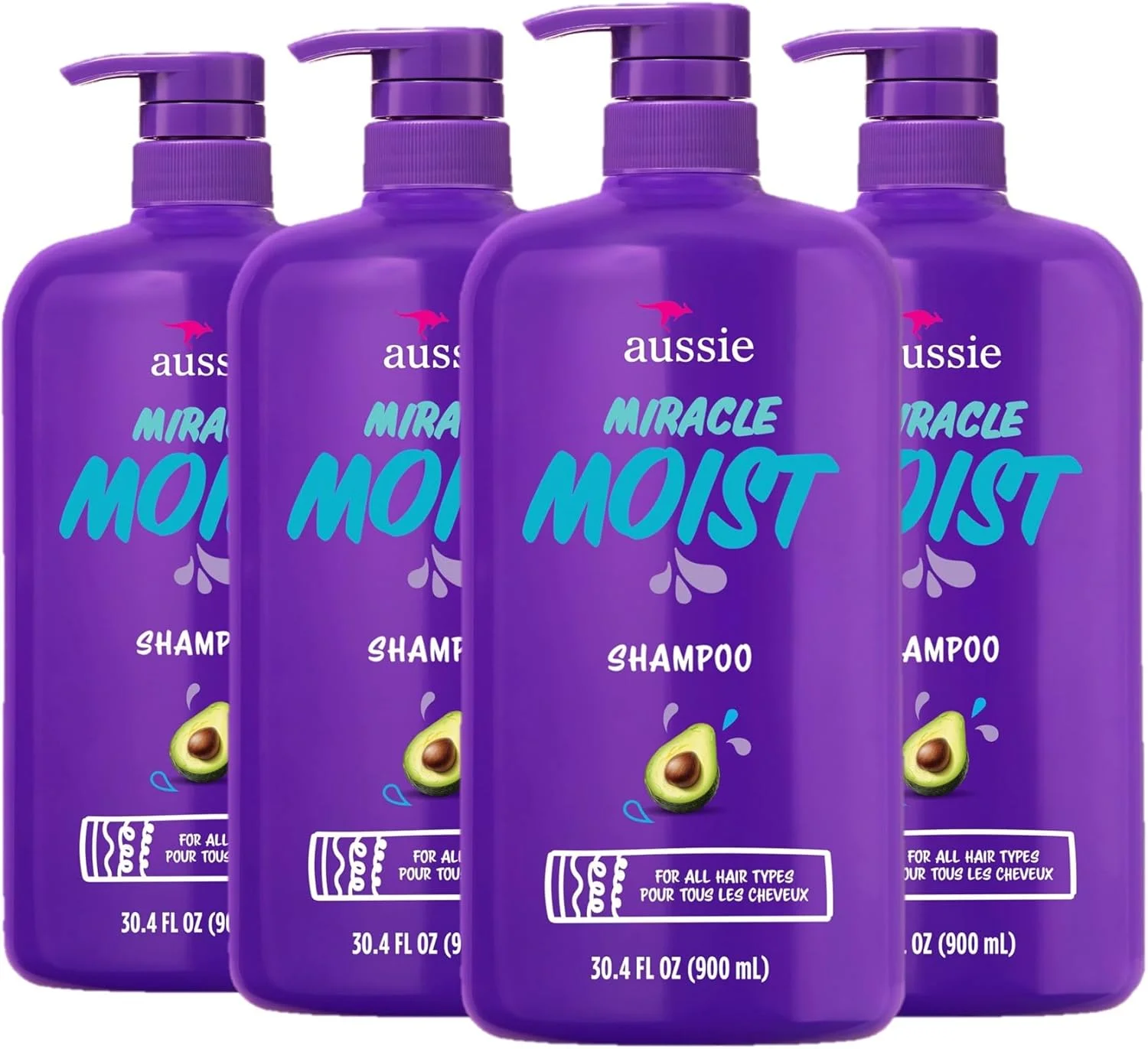 شامپو مرطوب کننده معجزه آسای Aussie بدون پارابن با آووکادو و جوجوبا برای موهای خشک، 898 میلی لیتر، (بسته 4 عددی) شامپو مرطوب کننده معجزه آسای Aussie بدون پارابن با آووکادو و جوجوبا برای موهای خشک، 898 میلی لیتر، (بسته 4 عددی)
