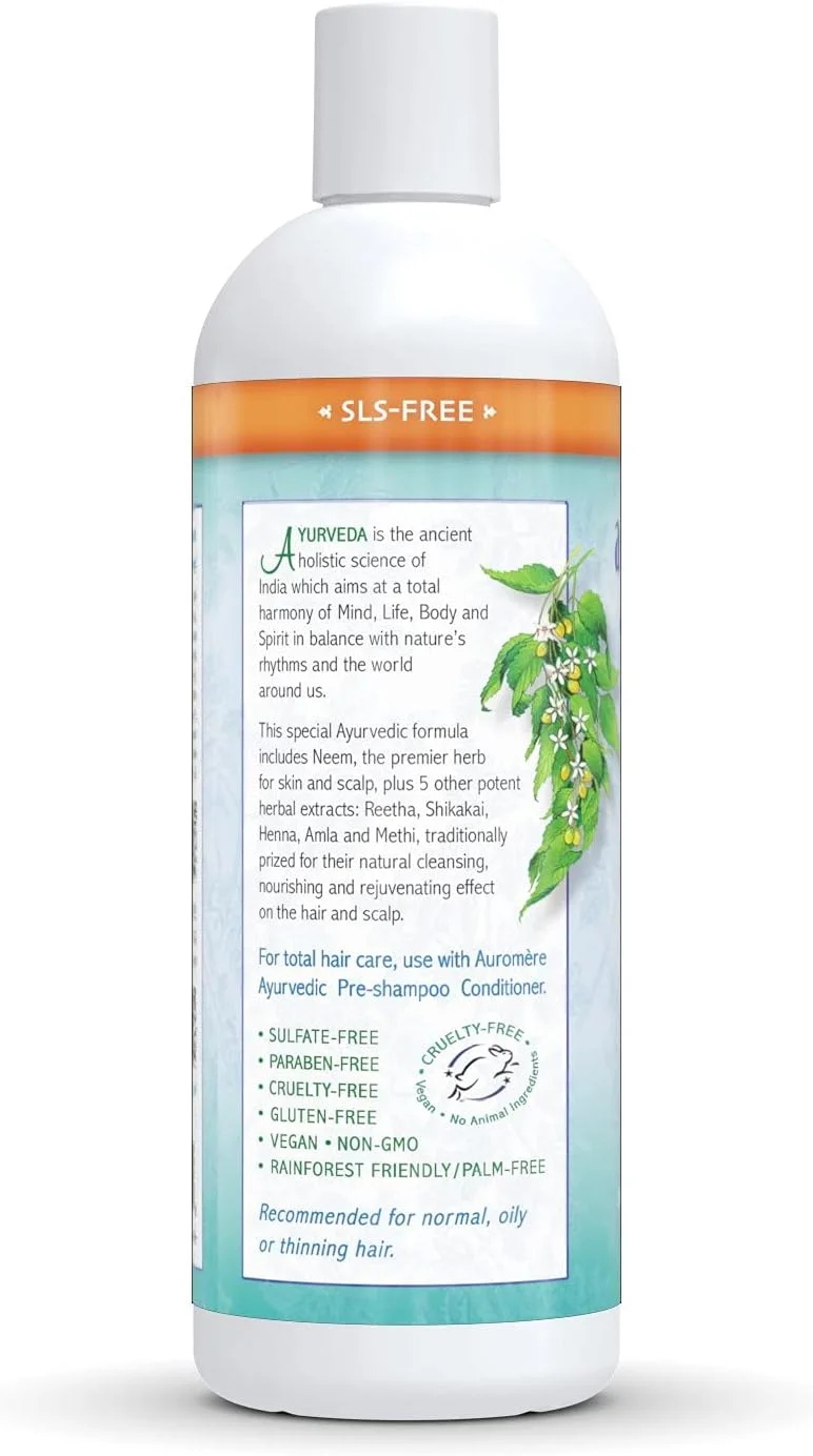 شامپو آیورودا آرومر، Neem + 5 - وگان، بدون تست حیوانی، غیر تراریخته، طبیعی، بدون گلوتن، بدون سولفات، بدون پارابن برای موهای معمولی تا چرب (473 میلی لیتر)، 1 عدد