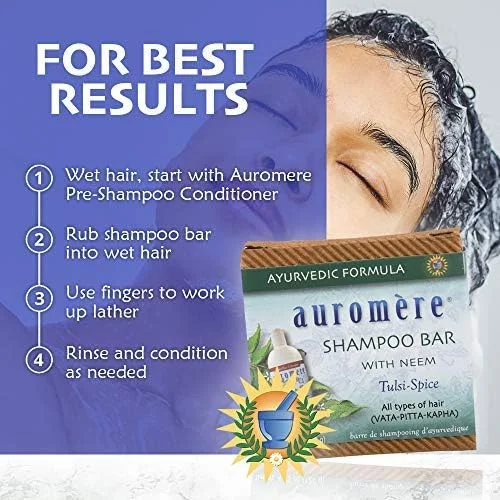 شامپو بار آیورودیک Auromere - سازگار با محیط زیست، دست ساز، وگان، بدون تست حیوانی، طبیعی، غیر GMO، بار همه کاره برای صابون و شامپو (120 گرم)، بسته 2 عددی شامپو بار آیورودیک Auromere - سازگار با محیط زیست، دست ساز، وگان، بدون تست حیوانی، طبیعی، غیر GMO، بار همه کاره برای صابون و شامپو (120 گرم)، بسته 2 عددی