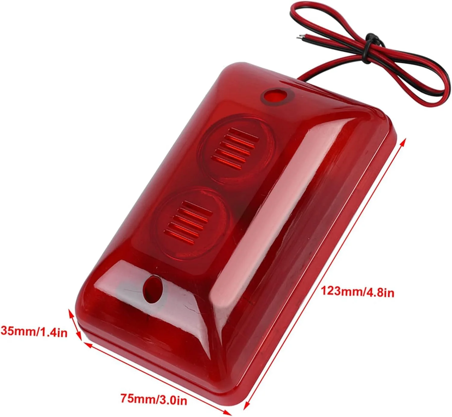 آژیر خطر سیمی 12 ولت 15 وات با نور قرمز چشمک زن برای خانه و هتل، سیستم آلارم صوتی و نوری