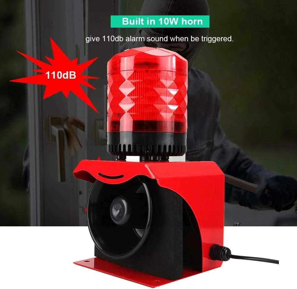 آژیر خطر سیمی 12-24 ولت با نور و صدا، آژیر استروب هشدار دهنده سیستم ایمنی برای آتش نشانی صنعتی و امنیت اضطراری آژیر خطر سیمی 12-24 ولت با نور و صدا، آژیر استروب هشدار دهنده سیستم ایمنی برای آتش نشانی صنعتی و امنیت اضطراری