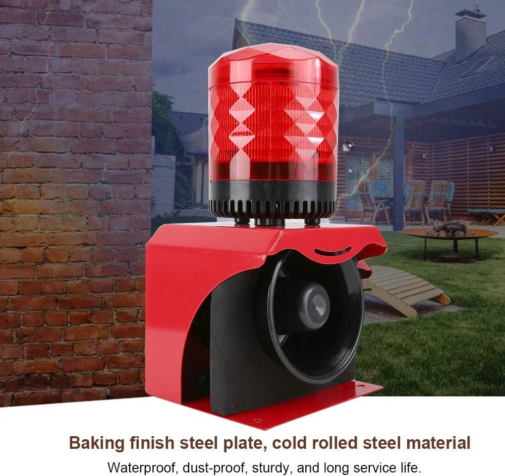 آژیر خطر سیمی 12-24 ولت با نور و صدا، آژیر استروب هشدار دهنده سیستم ایمنی برای آتش نشانی صنعتی و امنیت اضطراری آژیر خطر سیمی 12-24 ولت با نور و صدا، آژیر استروب هشدار دهنده سیستم ایمنی برای آتش نشانی صنعتی و امنیت اضطراری