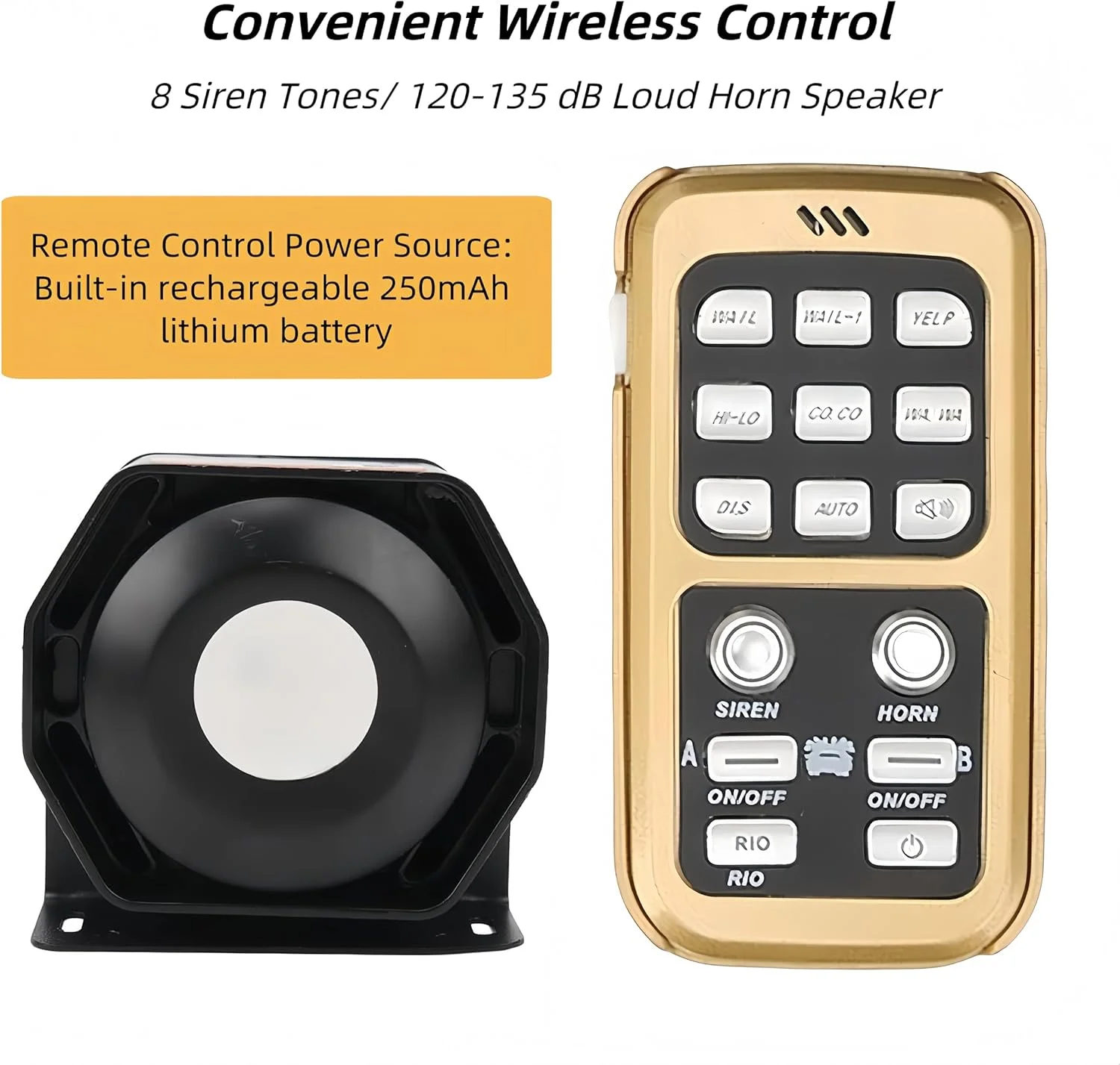 آژیر پلیس 8 صدایی 400 واتی DC12V، سیستم آلارم بی‌سیم خودرو با بلندگوی بوق هشدار اضطراری و کنترل از راه دور قابل شارژ برای خودرو، آتش‌نشانی، آمبولانس، کامیون، ون و RV