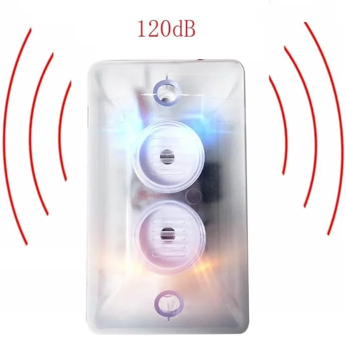 آژیر خطر صوتی و نوری Taikuwu با نور آبی و قرمز چشمک زن، 120 دسی بل، آژیر استروب پر قدرت، 12 ولت DC، آژیر اعلام حریق، مناسب برای اماکن عمومی و تخلیه اضطراری