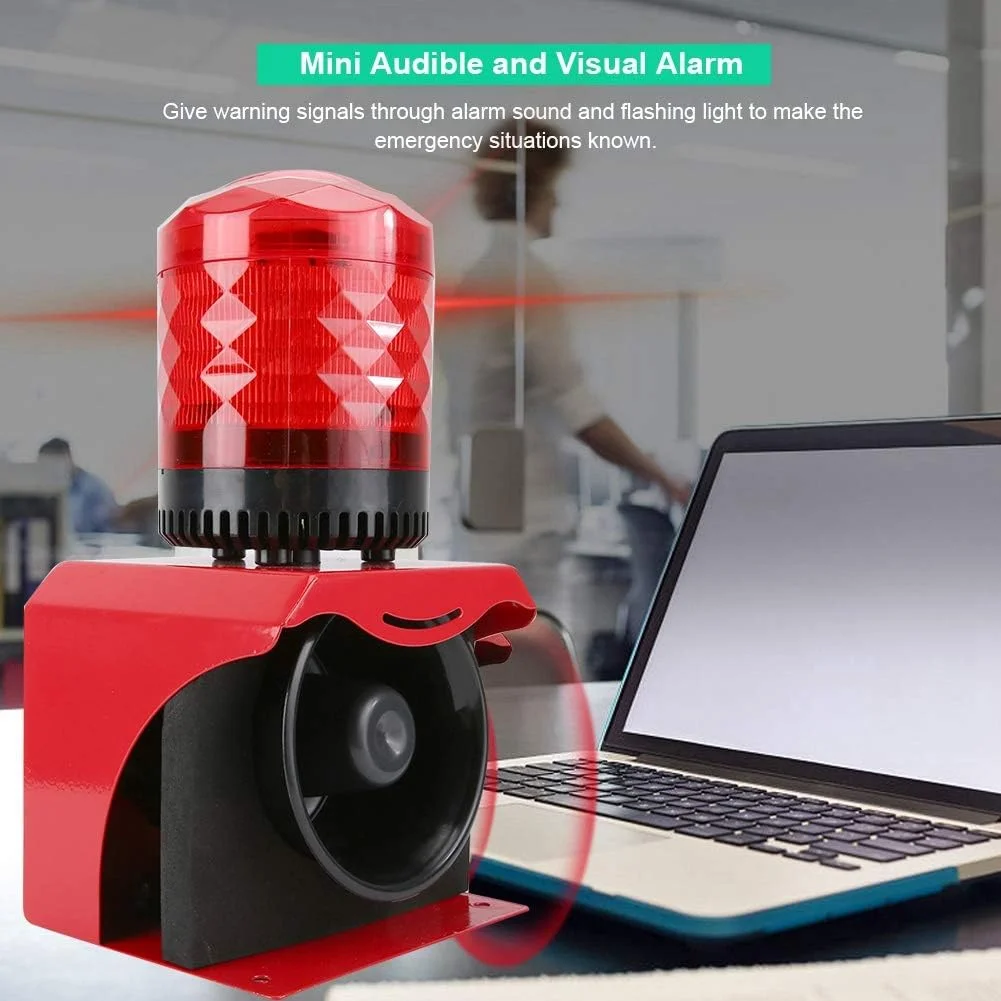 آژیر خطر سیمی 12-24 ولت با نور و صدا، آژیر استروب هشدار دهنده سیستم ایمنی برای آتش نشانی صنعتی و امنیت اضطراری آژیر خطر سیمی 12-24 ولت با نور و صدا، آژیر استروب هشدار دهنده سیستم ایمنی برای آتش نشانی صنعتی و امنیت اضطراری