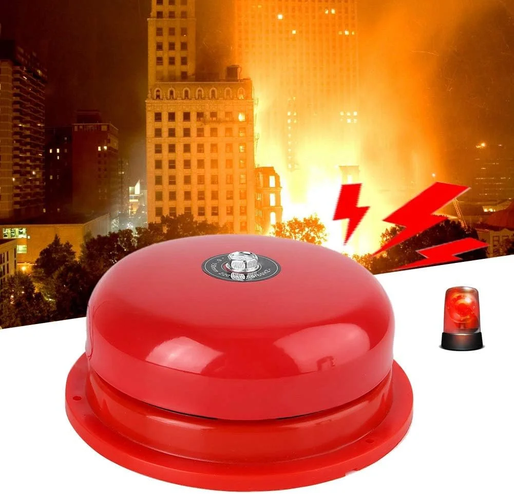 زنگ اعلام حریق، زنگ برقی 6 اینچی استیل ضد زنگ با ضربه داخلی 100dB برای اعلام حریق، تخلیه اضطراری، مدرسه، ایستگاه (12 ولت)
