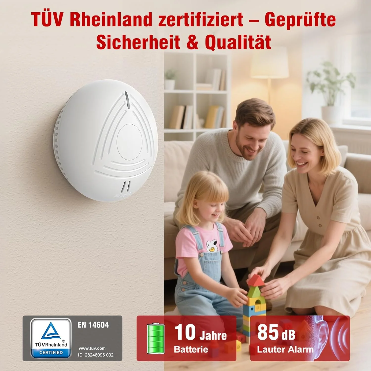 دتکتور دود DAYTECH با باتری 10 ساله و نگهدارنده مغناطیسی - مجموعه 4 تایی آلارم آتش نشانی دارای گواهینامه TÜV، مستقل با آلارم 85 دسی بل و سوئیچ تست/بی صدا - برای اتاق خواب، آشپزخانه، اتاق کودکان (سفید-4) دتکتور دود DAYTECH با باتری 10 ساله و نگهدارنده مغناطیسی - مجموعه 4 تایی آلارم آتش نشانی دارای گواهینامه TÜV، مستقل با آلارم 85 دسی بل و سوئیچ تست/بی صدا - برای اتاق خواب، آشپزخانه، اتاق کودکان (سفید-4)