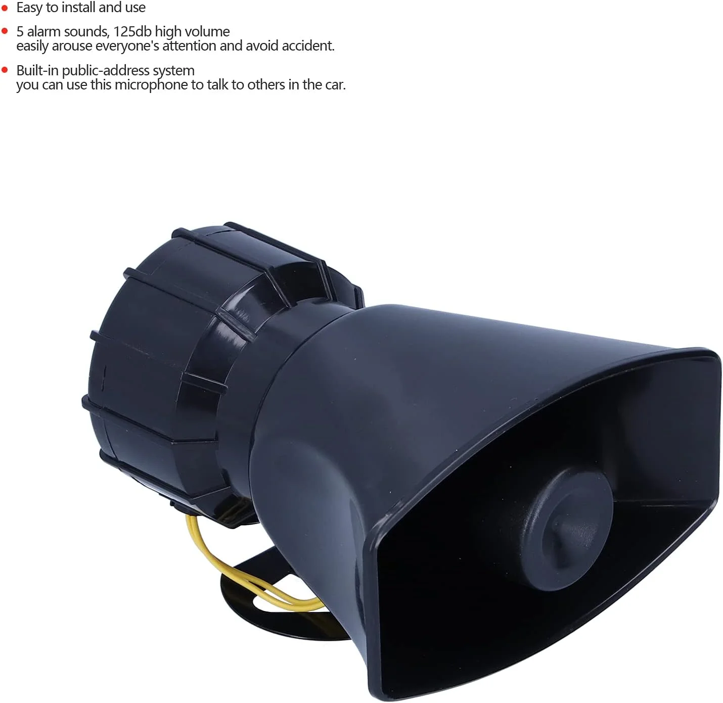آژیر امنیتی با براکت، 12 ولت 100 وات 125 دسی بل بوق خودرو بلندگو آژیر خطر 5 صدایی برای ماشین و موتور سیکلت