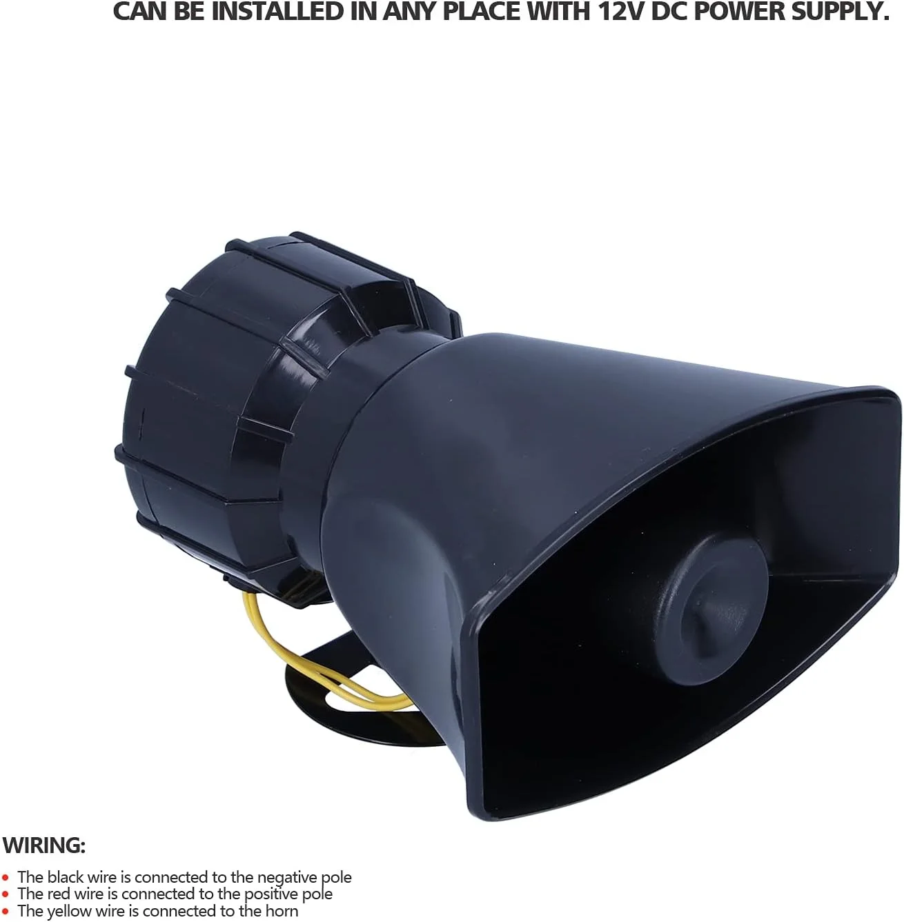 آژیر امنیتی با براکت، 12 ولت 100 وات 125 دسی بل بوق خودرو بلندگو آژیر خطر 5 صدایی برای ماشین و موتور سیکلت