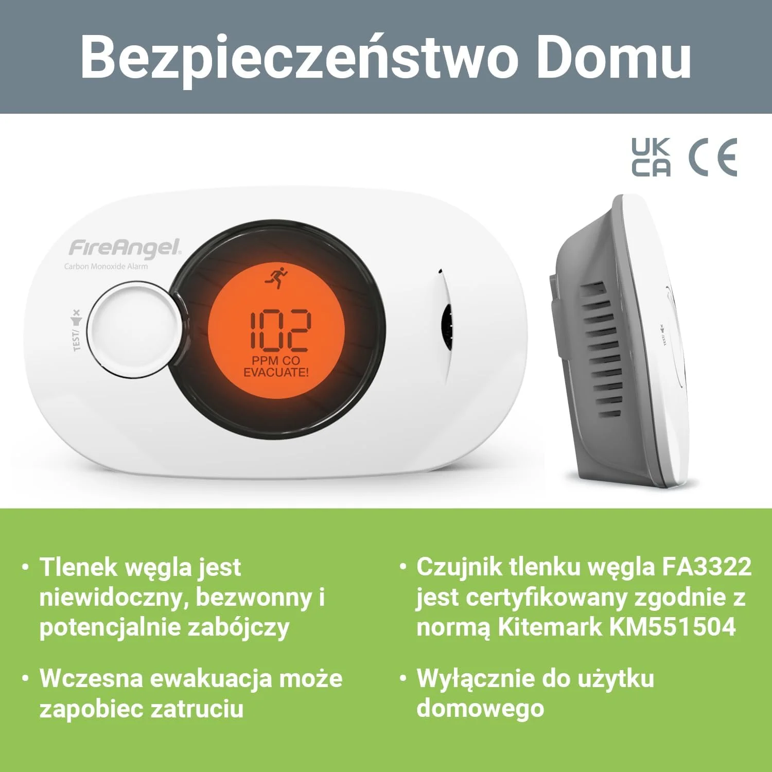 دتکتور مونوکسید کربن Fireangel Fire Angel FA3322-EUX10، سفید