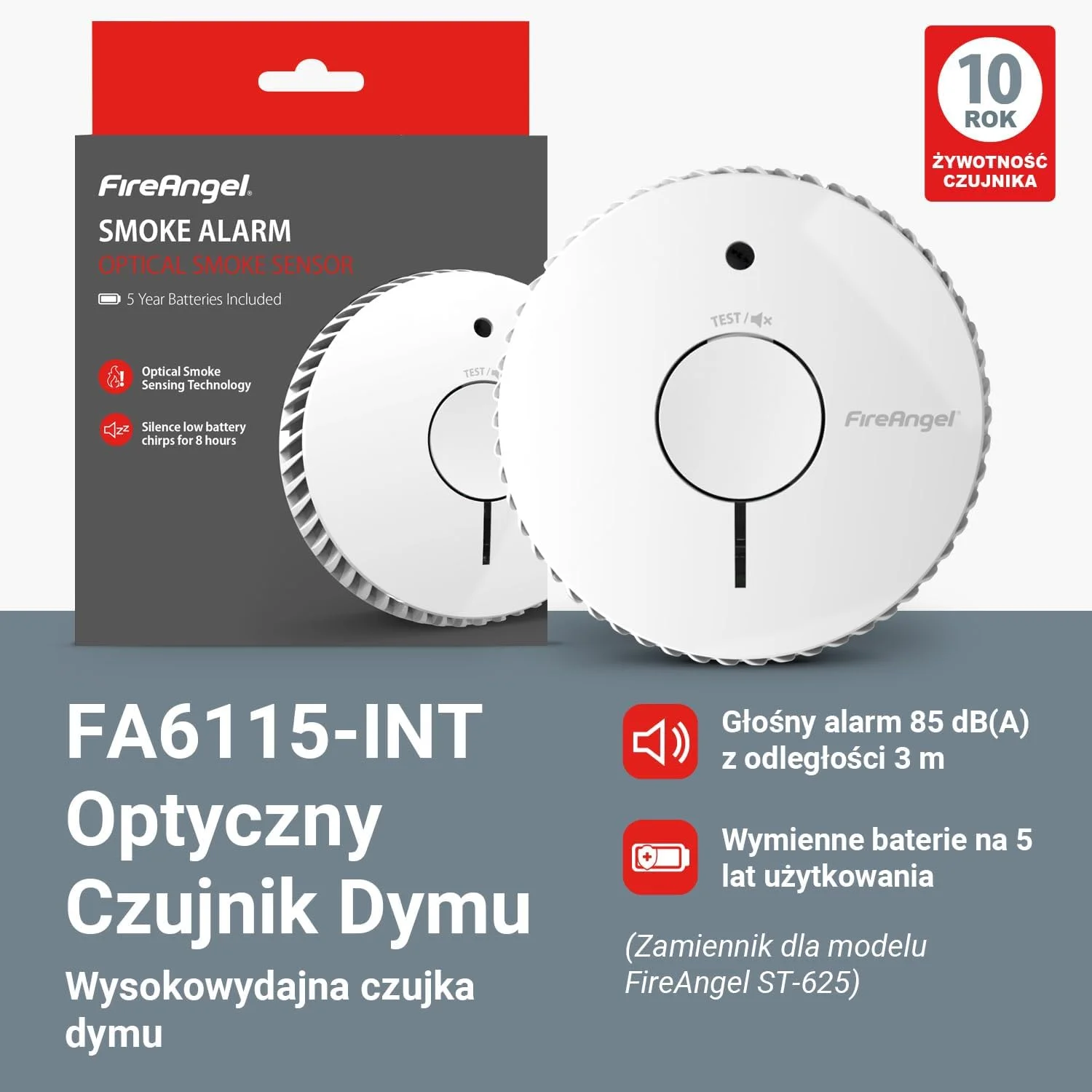 آشکارساز دود نوری Fire Angel - FA6115-INT، آلارم دود با 10 سال عمر مفید برای خانه، موتورخانه - باتری با 5 ژول زمان کارکرد - آلارم آتش نشانی تشخیص دود - جایگزین ST-625 آشکارساز دود نوری Fire Angel - FA6115-INT، آلارم دود با 10 سال عمر مفید برای خانه، موتورخانه - باتری با 5 ژول زمان کارکرد - آلارم آتش نشانی تشخیص دود - جایگزین ST-625