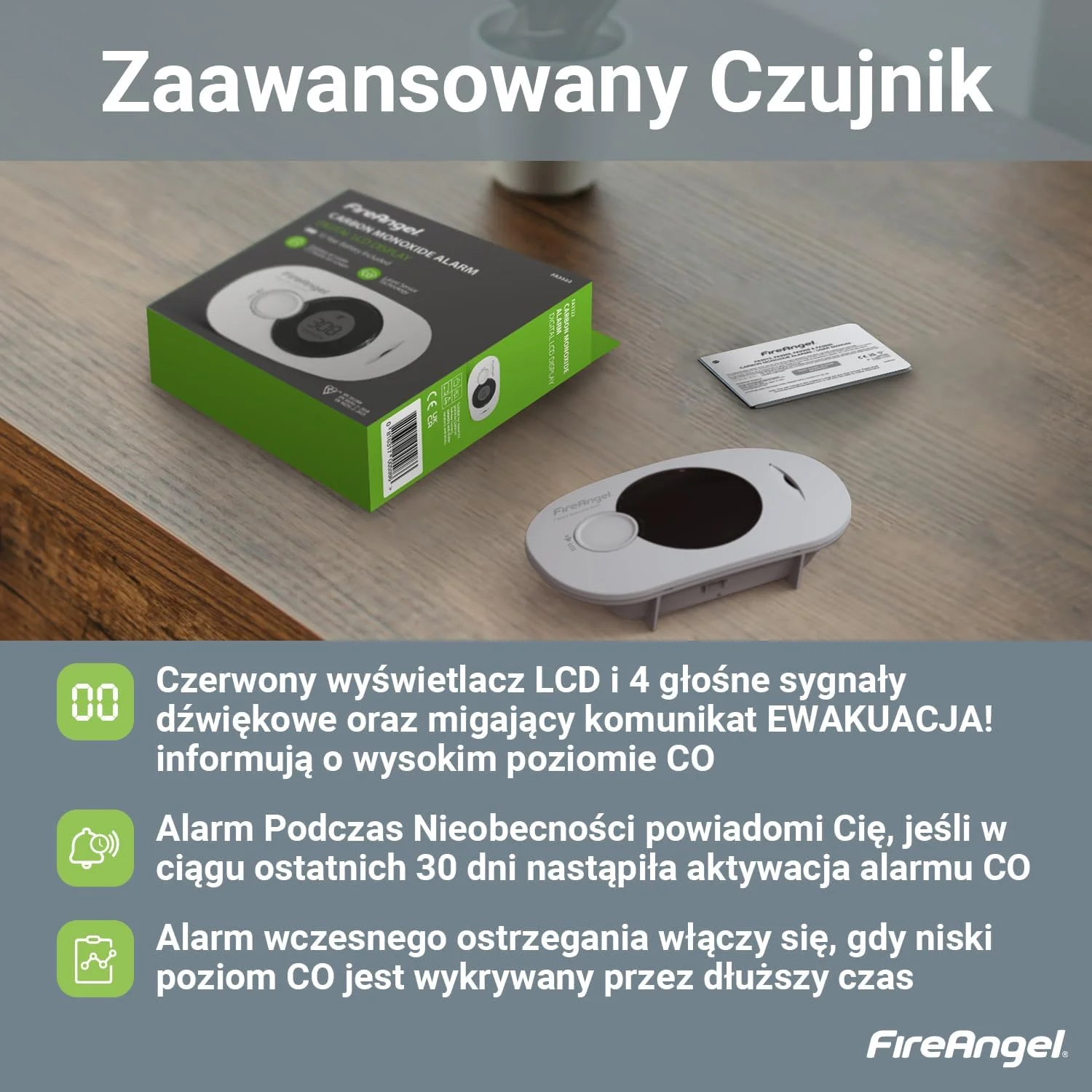 دتکتور مونوکسید کربن Fireangel Fire Angel FA3322-EUX10، سفید