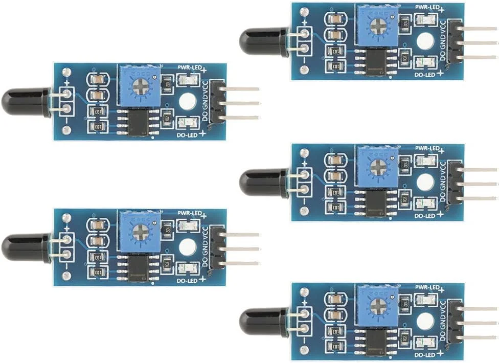 ماژول حسگر شعله مادون قرمز Eujgoov، 5 عددی، آشکارساز هوشمند سنسور شعله برای ولتاژ گسترده LM393، 60 درجه
