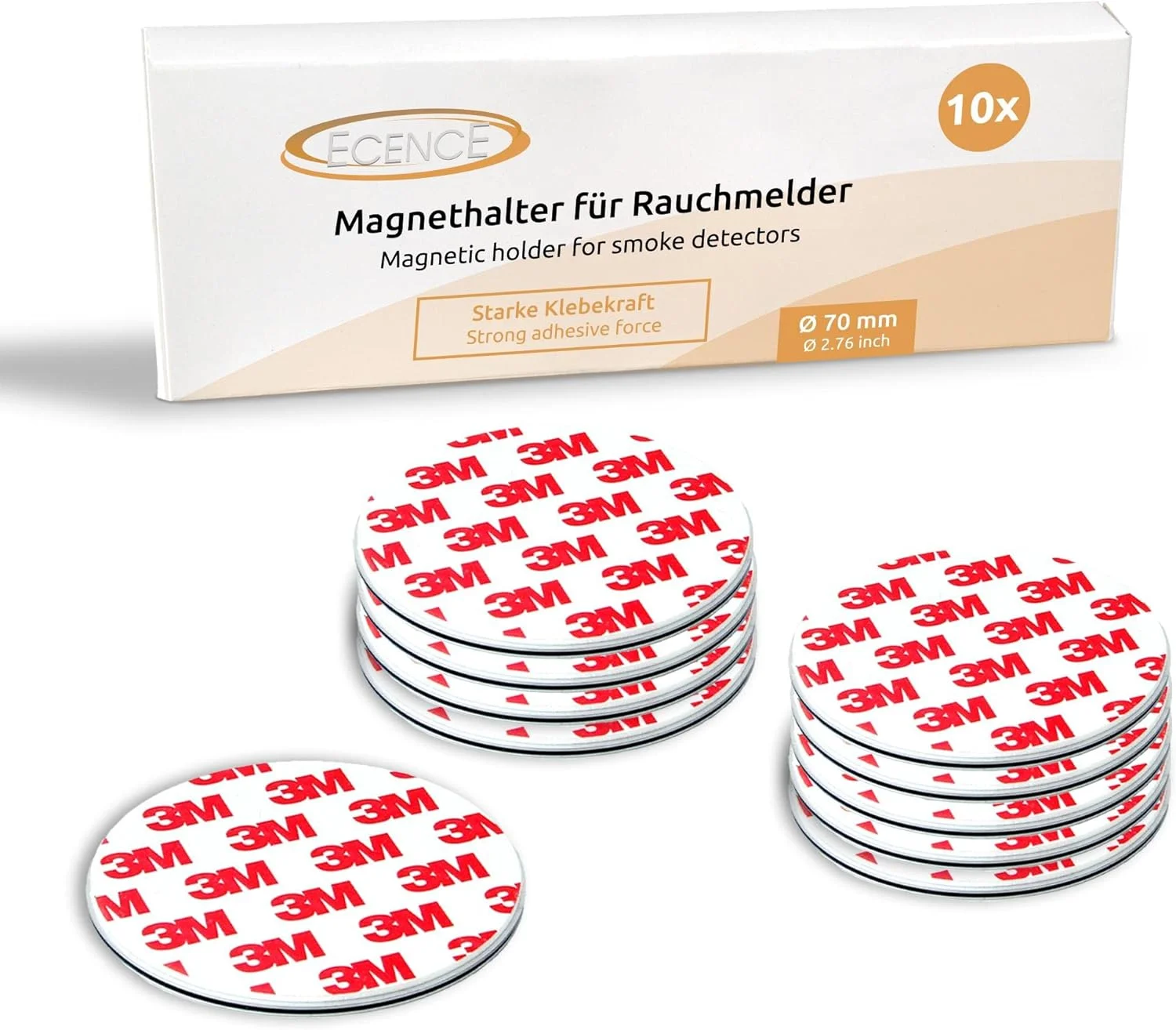 ابزار نصب دتکتور دود مغناطیسی ECENCE، شامل 10 عدد پد چسبی مغناطیسی با چسب 3M برای دتکتورهای دود Ø 70 میلی متر، بدون نیاز به سوراخکاری یا پیچ، نصب سریع و آسان