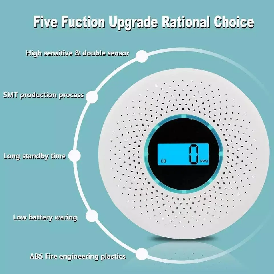 F-SMOKEZ- دتکتور بی سیم دود و مونوکسید کربن 2 در 1، نمایشگر دیجیتال LED، ایمنی آتش سوزی برای آشپزخانه، هتل، ویلا، مسکونی و تجاری F-SMOKEZ- دتکتور بی سیم دود و مونوکسید کربن 2 در 1، نمایشگر دیجیتال LED، ایمنی آتش سوزی برای آشپزخانه، هتل، ویلا، مسکونی و تجاری