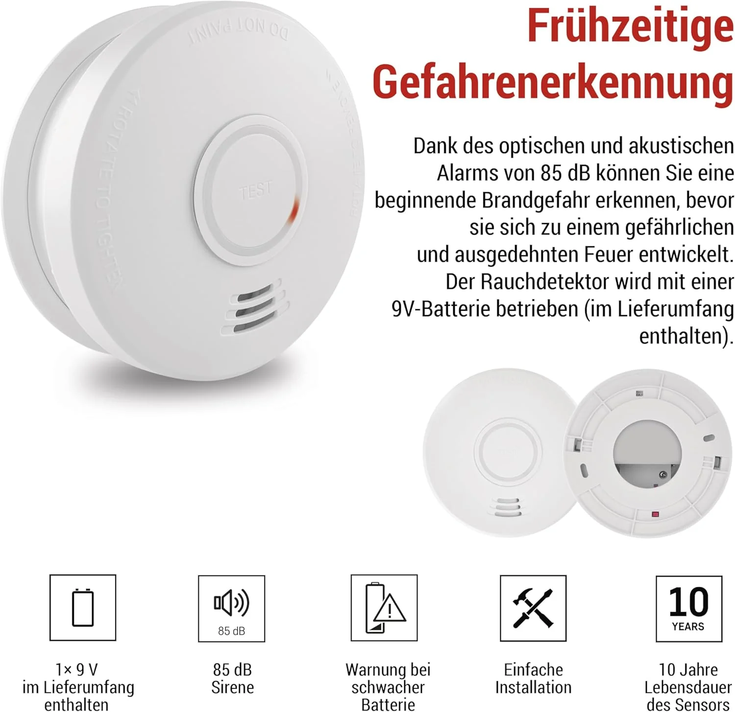 آشکارساز دود EMOS، آشکارساز آتش، آلارم آتش سوزی برای نصب روی سقف و دیوار - سنسور فوتوالکتریک، سیگنال صوتی 85 دسی بل، پیام هشدار LED نوری - 10 سال طول عمر - باتری 9 ولت شامل می شود آشکارساز دود EMOS، آشکارساز آتش، آلارم آتش سوزی برای نصب روی سقف و دیوار - سنسور فوتوالکتریک، سیگنال صوتی 85 دسی بل، پیام هشدار LED نوری - 10 سال طول عمر - باتری 9 ولت شامل می شود