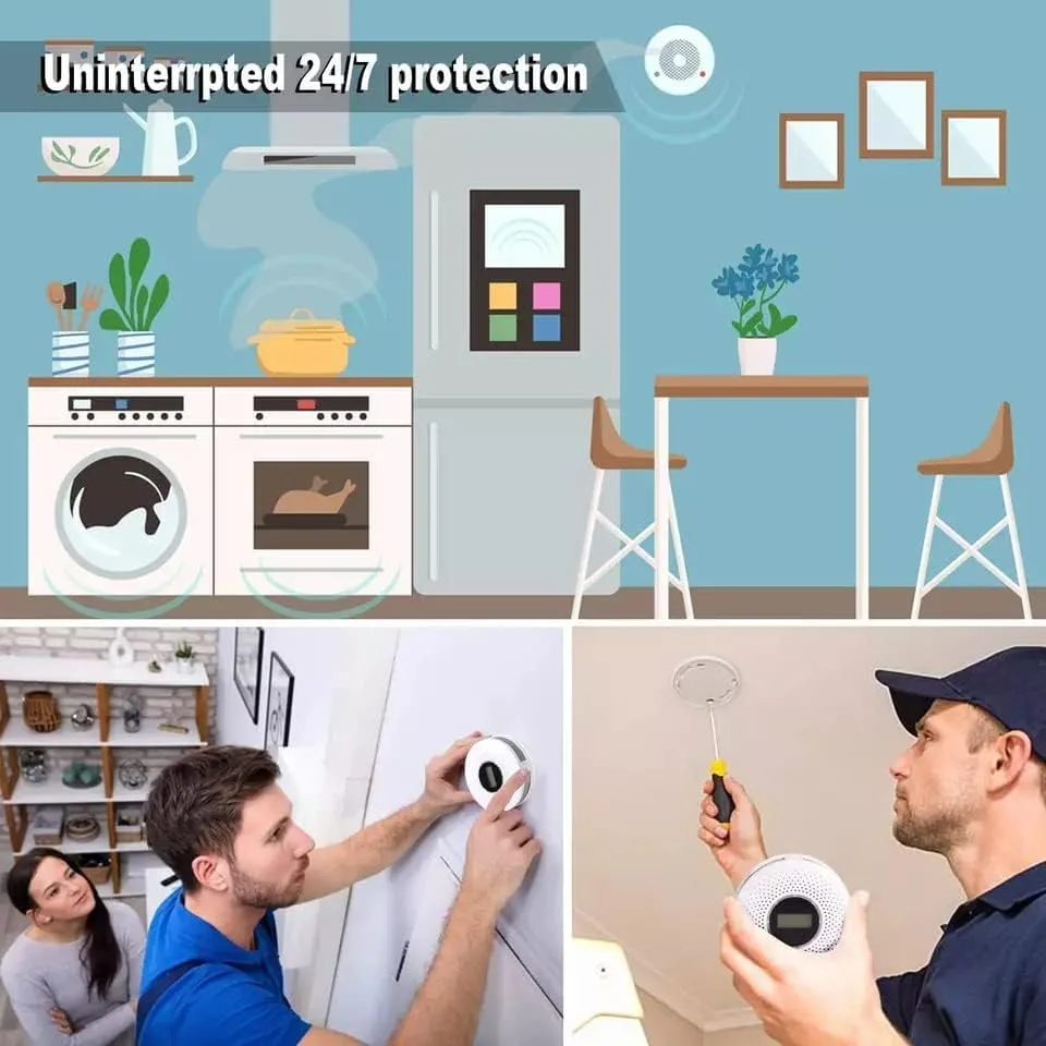 F-SMOKEZ- دتکتور بی سیم دود و مونوکسید کربن 2 در 1، نمایشگر دیجیتال LED، ایمنی آتش سوزی برای آشپزخانه، هتل، ویلا، مسکونی و تجاری F-SMOKEZ- دتکتور بی سیم دود و مونوکسید کربن 2 در 1، نمایشگر دیجیتال LED، ایمنی آتش سوزی برای آشپزخانه، هتل، ویلا، مسکونی و تجاری