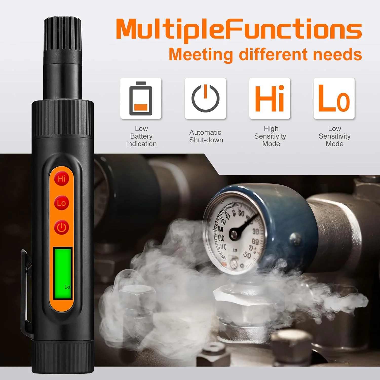 دستگاه تشخیص گاز قابل حمل - جمع و جور و سبک، با باتری AAA، تشخیص نشت حساس متان، پروپان و بوتان برای مصارف خانگی، صنعتی و فضای باز دستگاه تشخیص گاز قابل حمل - جمع و جور و سبک، با باتری AAA، تشخیص نشت حساس متان، پروپان و بوتان برای مصارف خانگی، صنعتی و فضای باز