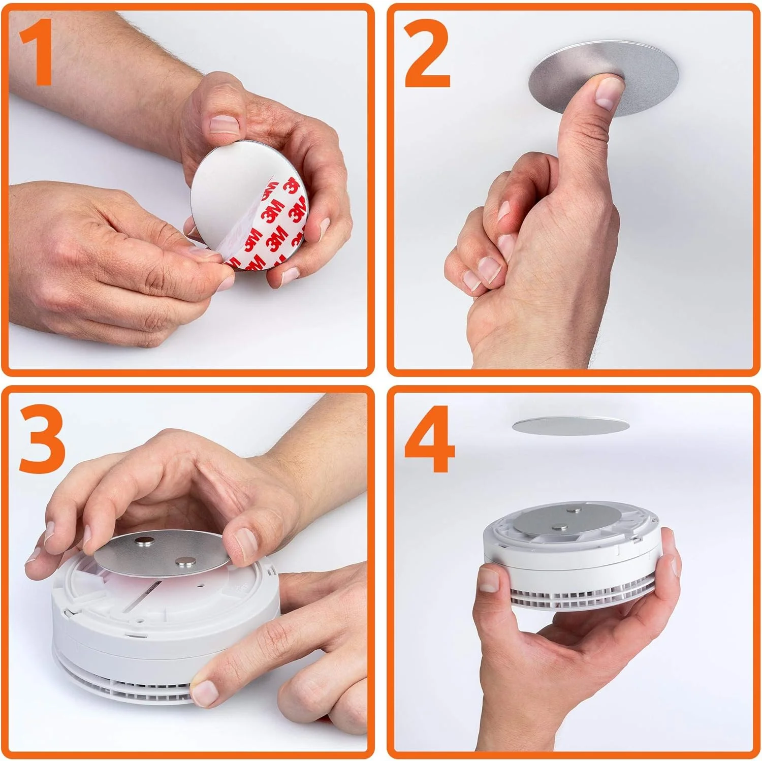 ابزار نصب دتکتور دود مغناطیسی ECENCE، شامل 10 عدد پد چسبی مغناطیسی با چسب 3M برای دتکتورهای دود Ø 70 میلی متر، بدون نیاز به سوراخکاری یا پیچ، نصب سریع و آسان