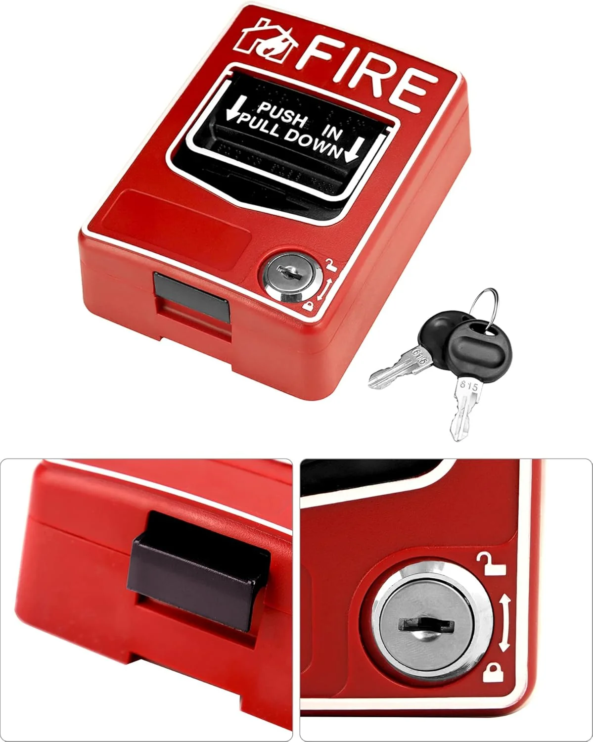 ایستگاه آلارم آتش سوزی سیمی QWORK، دکمه وحشت آلارم آتش سوزی دستی دوگانه 9-28VDC با 2 کلید