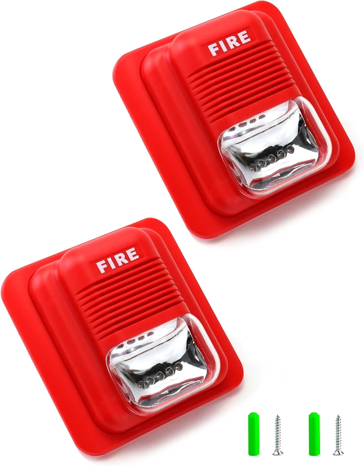 آژیر اعلام حریق QWORK، بسته 2 عددی 12/24 ولت DC، آژیر هشدار صوتی و نوری سیمی، سنسور سیستم امنیتی، WD8912