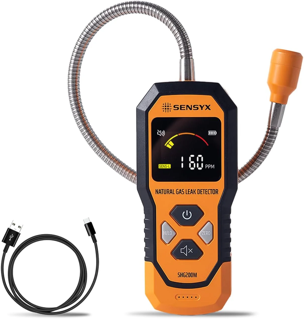 دستگاه تشخیص گاز قابل حمل SENSYX، تستر گاز طبیعی قابل شارژ، ردیاب گازهای قابل اشتعال پروپان متان (مدل SHG200M) دستگاه تشخیص گاز قابل حمل SENSYX، تستر گاز طبیعی قابل شارژ، ردیاب گازهای قابل اشتعال پروپان متان (مدل SHG200M)