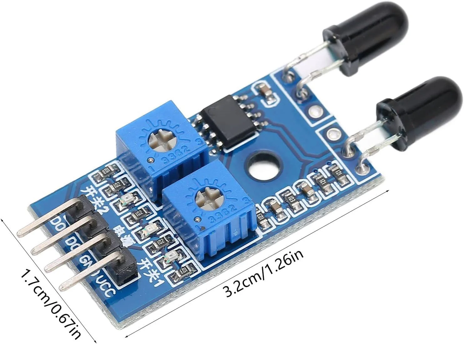ماژول سنسور شعله IR، برد سنسور تشخیص آتش دو طرفه با ولتاژ گسترده LM393، تشخیص طول موج از 760 نانومتر تا 1100 نانومتر