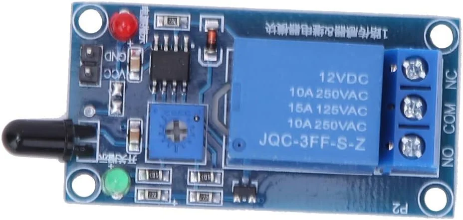 ماژول رله تشخیص شعله Oumefar، سنسور تشخیص آتش، آشکارساز آتش 760~1100nm، حساسیت قابل تنظیم، سیم کشی آسان، IR پایدار برای آلارم های آتش سوزی
