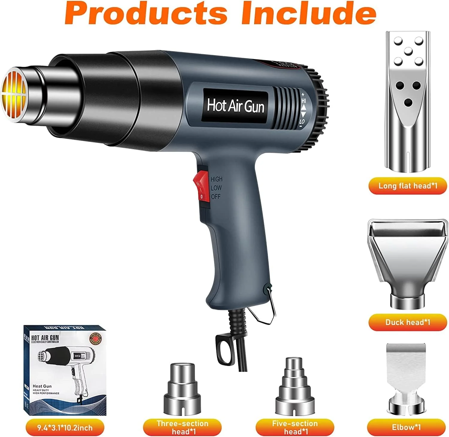 تفنگ حرارتی 2000 وات DMG TECH، کیت تفنگ بادی گرم با 5 نازل - گرمایش سریع 1.5 ثانیه، تنظیم دما به صورت پیوسته از 50 درجه سانتیگراد تا 650 درجه سانتیگراد، ابزار تفنگ حرارتی برای لوله های انقباضی، صنایع دستی، نشانگرهای چوبی تفنگ حرارتی 2000 وات DMG TECH، کیت تفنگ بادی گرم با 5 نازل - گرمایش سریع 1.5 ثانیه، تنظیم دما به صورت پیوسته از 50 درجه سانتیگراد تا 650 درجه سانتیگراد، ابزار تفنگ حرارتی برای لوله های انقباضی، صنایع دستی، نشانگرهای چوبی