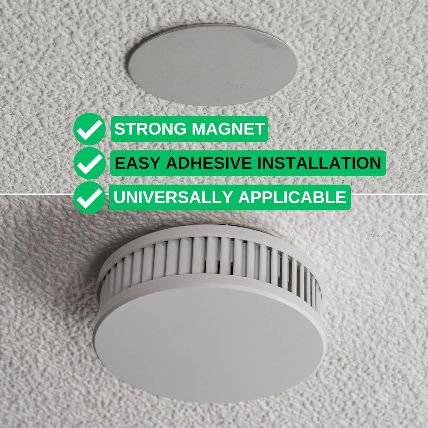 نگهدارنده مغناطیسی دتکتور دود، 1 عدد، قطر 70 میلی متر، برای چسباندن یا پیچ کردن، نگهدارنده مغناطیسی، آلارم هشدار روی سقف، دیوار، نگهدارنده برای دتکتورهای آتش سوزی و دتکتورهای دود، دتکتور دود