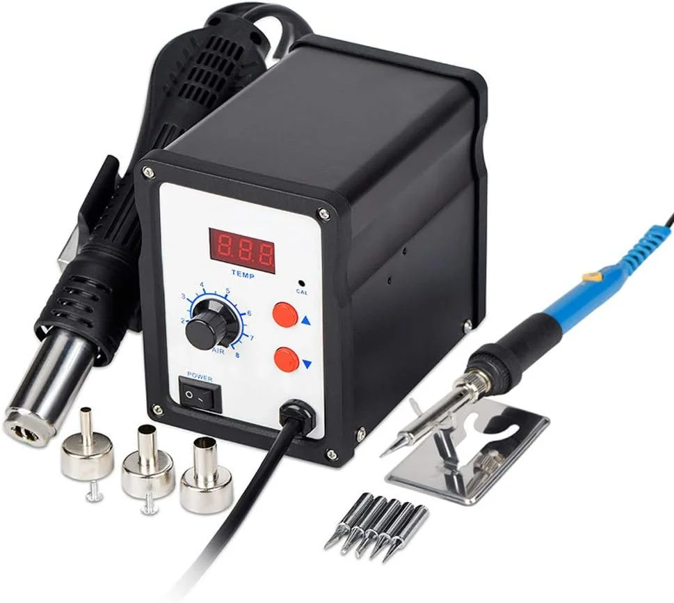 ایستگاه لحیم کاری DjfLight، ایستگاه لحیم کاری و دمونتاژ تفنگ حرارتی دیجیتال، ایستگاه بازکاری هوای گرم، کنترل دما، آی سی PCB جوشکاری و طراحی الکتریکی ضد استاتیک و بی صدا