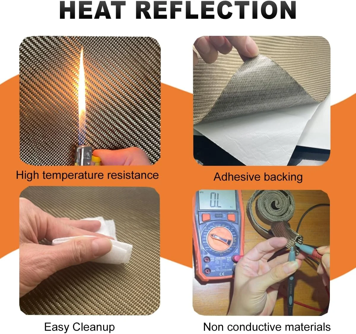 محافظ حرارتی اگزوز DEGEOBERLIN تیتانیومی با چسب پشتی برای دیوار پشت گریل، ماده محافظ دمای بالا 2500 درجه، پد عایق حرارتی (30 در 60 سانتی متر)