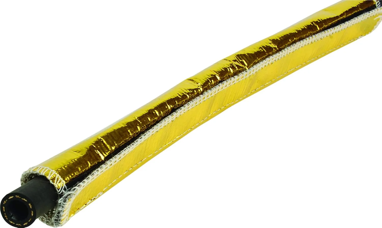 روکش حرارتی طلایی مهندسی طراحی 010458 - محافظت حرارتی آستین خطی تا دمای 426 درجه سانتیگراد (با بست قلاب و حلقه)، 1/2 اینچ - 1-1/4 اینچ قطر داخلی x 3 فوت