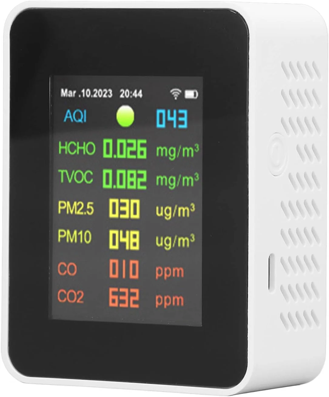 دستگاه سنجش کیفیت هوای داخلی 9 در 1، تستر وای فای 2000mAh با صفحه نمایش LCD رنگی، برای PM2.5، PM10، HCHO، آلاینده های آلی، CO، CO2 دستگاه سنجش کیفیت هوای داخلی 9 در 1، تستر وای فای 2000mAh با صفحه نمایش LCD رنگی، برای PM2.5، PM10، HCHO، آلاینده های آلی، CO، CO2