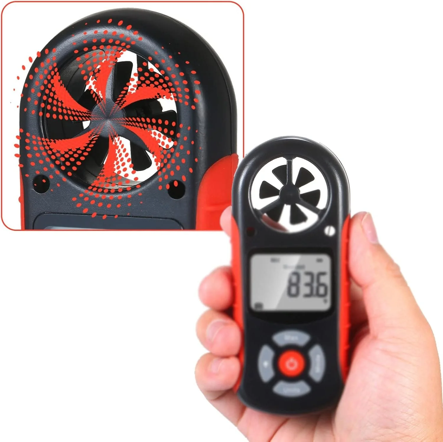 بادسنج دیجیتال HODORE، 8 در 1، سرعت باد، دمای سرما، رطوبت، شاخص حرارت، نقطه شبنم، فشارسنج هوا، ارتفاع سنج