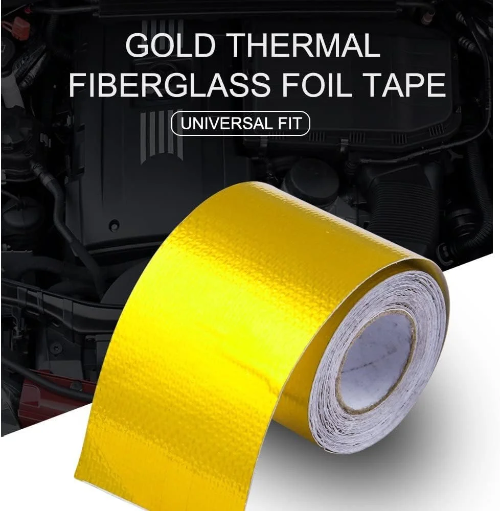 نوار محافظ حرارتی، نوارهای خنک کننده، فویل آلومینیومی بازتابنده حرارت، نوار فویل عایق حرارتی خود چسب مقاوم در برابر حرارت برای استفاده در شیلنگ و خودرو (5 * 100 سانتی متر)