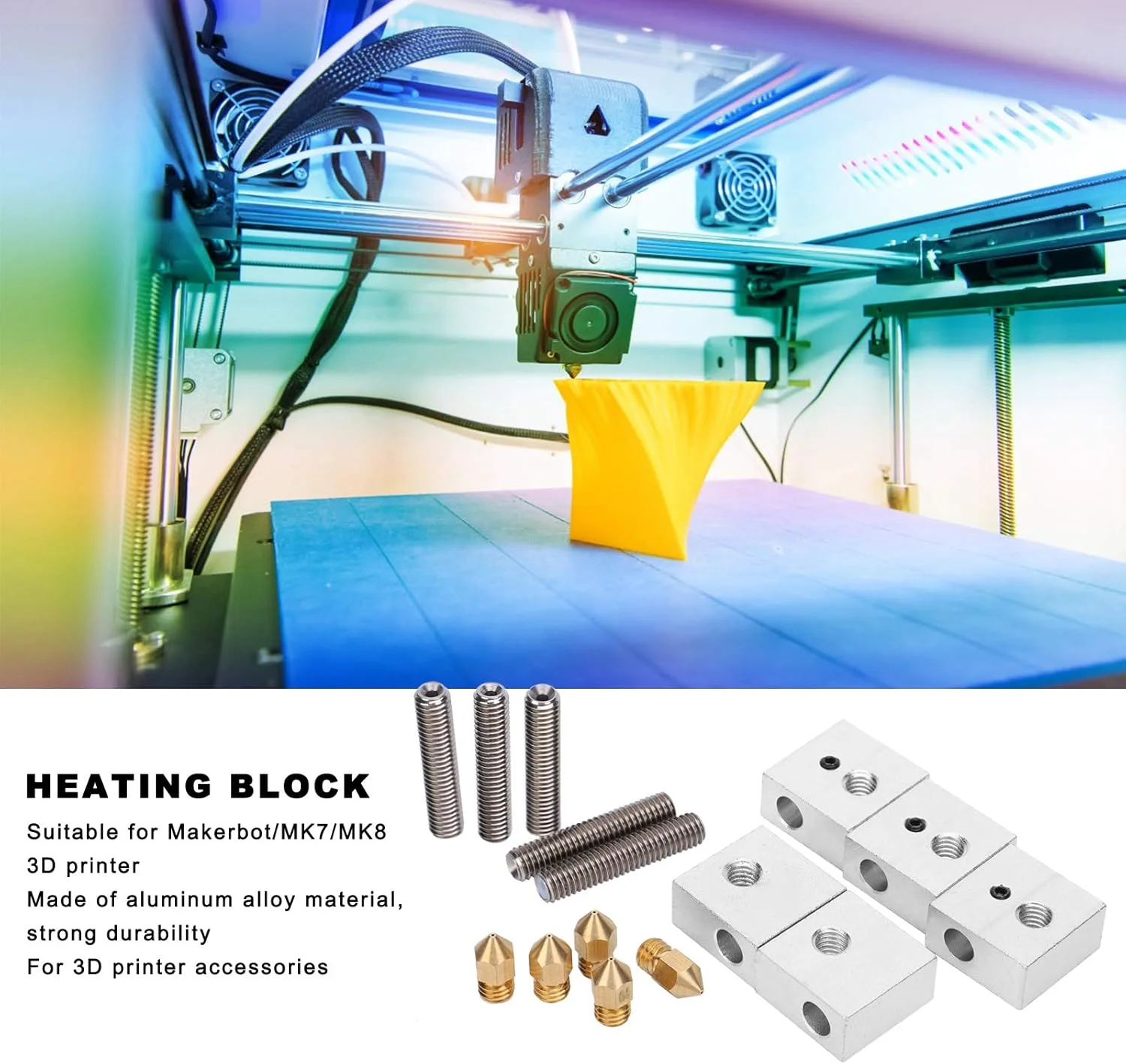 بلوک گرمایشی Junlucki، لوازم جانبی پرینتر سه بعدی با حمل آسان، برای استفاده حرفه ای از قطعات پرینتر سه بعدی، کاربرد عمومی پرینتر سه بعدی