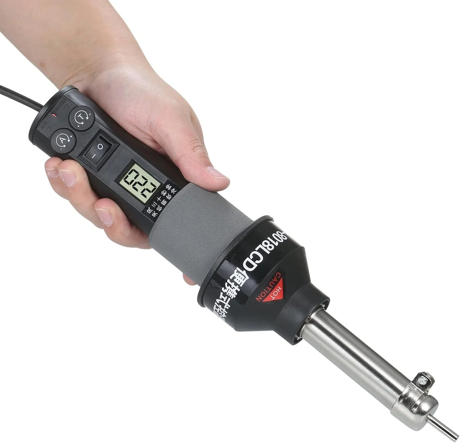 تجهیزات لحیم کاری Irovami، دستگاه لحیم کاری قابل حمل 450 واتی با کنترل دما، ایستگاه بازسازی هوای گرم 450 درجه سانتیگراد، ابزار لحیم زدایی SMD با نازل، صفحه نمایش دیجیتال LCD، کنترل جریان هوا برای سیم کشی الکترونیکی