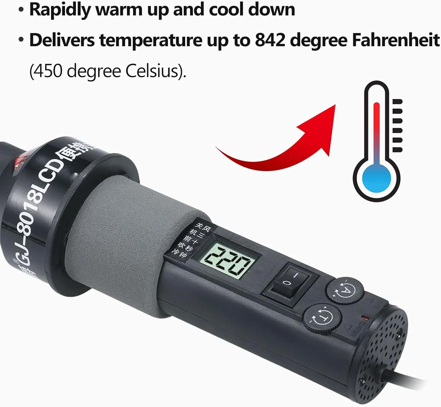 تجهیزات لحیم کاری Irovami، دستگاه لحیم کاری قابل حمل 450 واتی با کنترل دما، ایستگاه بازسازی هوای گرم 450 درجه سانتیگراد، ابزار لحیم زدایی SMD با نازل، صفحه نمایش دیجیتال LCD، کنترل جریان هوا برای سیم کشی الکترونیکی