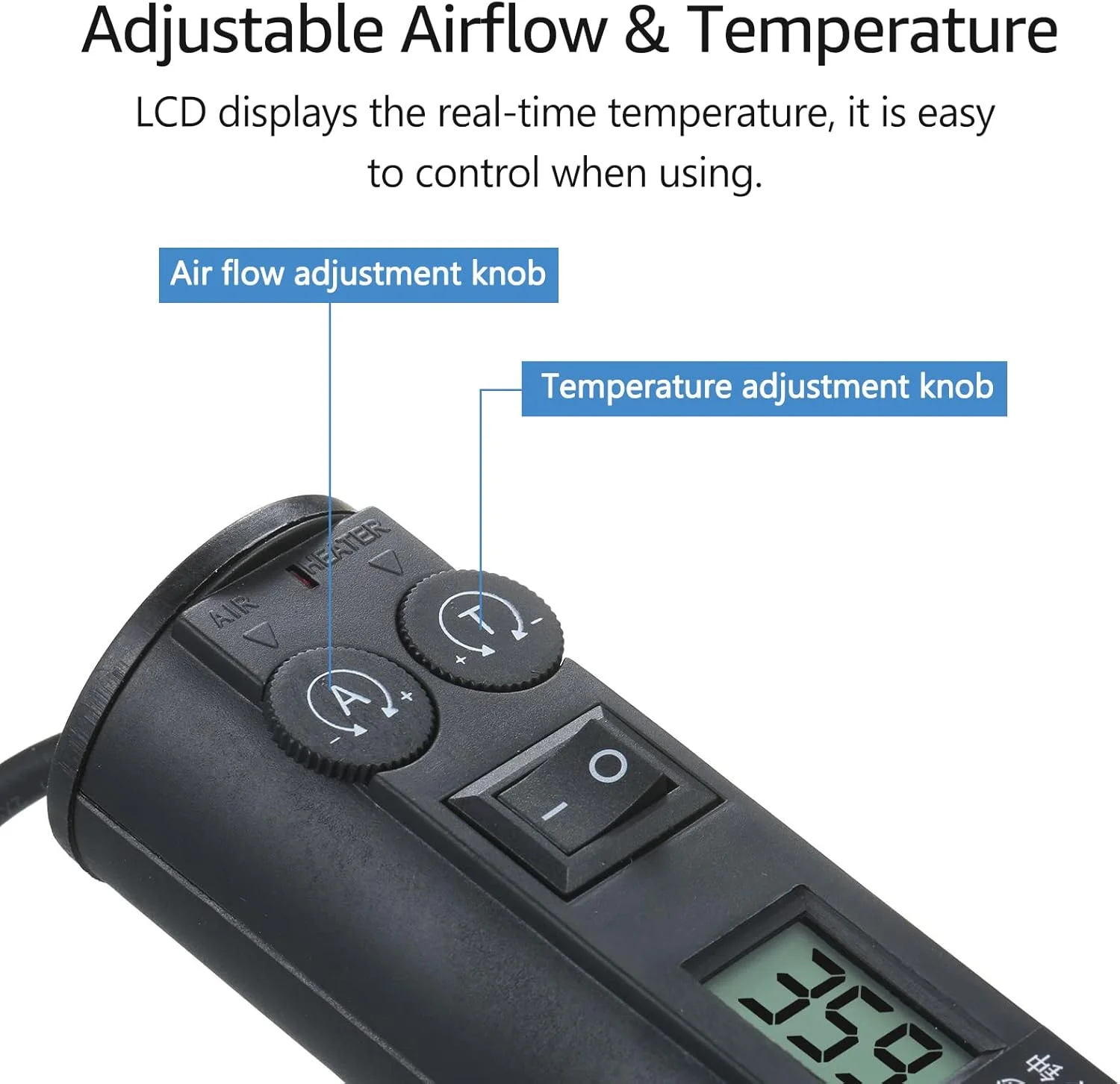 تجهیزات لحیم کاری Irovami، دستگاه لحیم کاری قابل حمل 450 واتی با کنترل دما، ایستگاه بازسازی هوای گرم 450 درجه سانتیگراد، ابزار لحیم زدایی SMD با نازل، صفحه نمایش دیجیتال LCD، کنترل جریان هوا برای سیم کشی الکترونیکی