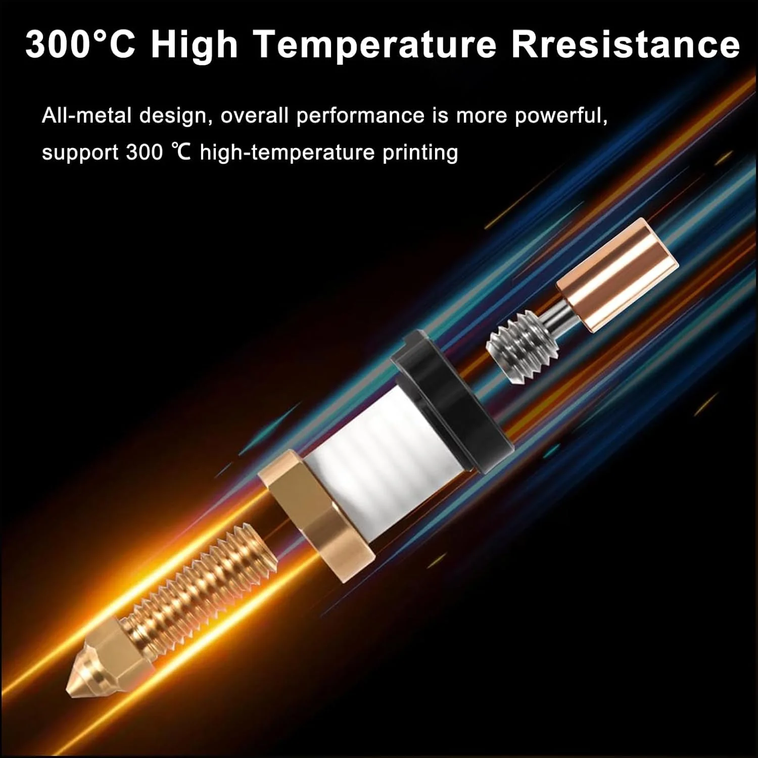 کیت بلوک گرمایش سرامیکی 300℃ TERRIFI K1، قطعات پرینتر سه بعدی تمام فلزی با مقاومت در برابر حرارت بالا، شامل 5 عدد نازل برنجی 0.4 میلی متری برای K1 / K1 Max