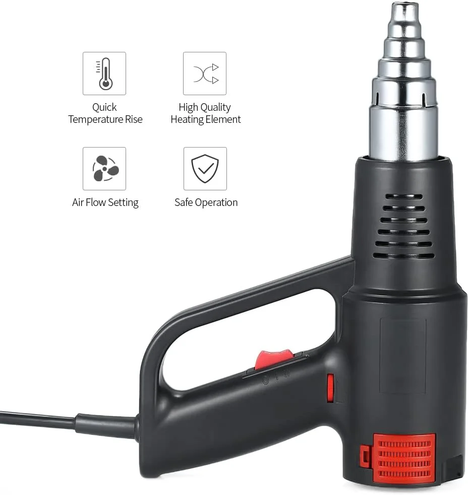دمنده هوای گرم صنعتی یونی تی، 2000 وات، گرمایش سریع، دمای قابل تنظیم، ابزار حرارتی دستی