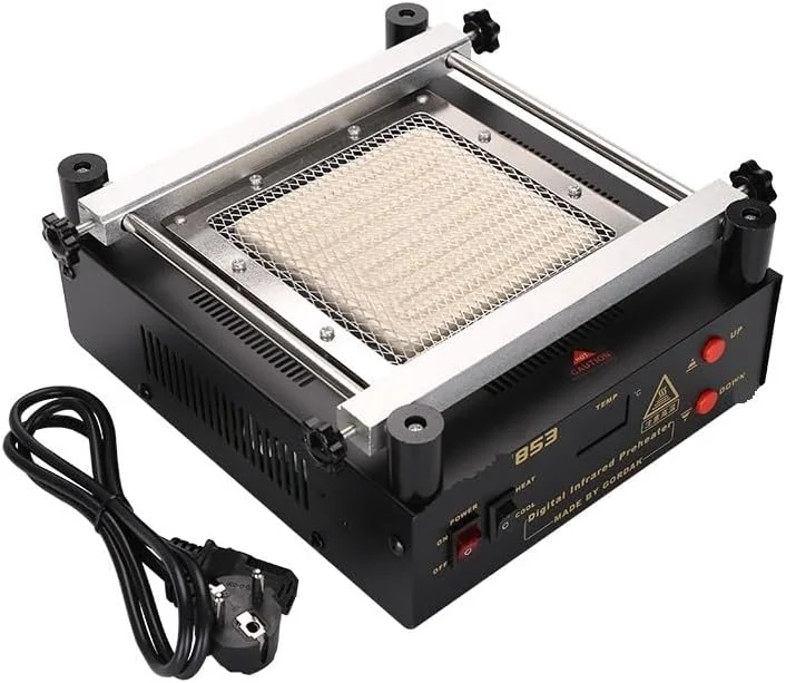 صفحه گرم کننده لحیم کاری، پیش گرم کننده مادون قرمز IR، ایستگاه پیش گرمایش دیجیتال مادون قرمز برای پیش گرم کردن PCB، لحیم کاری قطعات الکترونیکی، تعمیرات آزمایشگاهی، هیتر کارگاهی